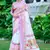 White linen cotton printed saree