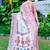 White linen cotton printed saree