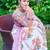 White linen cotton printed saree