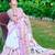 White linen cotton printed saree