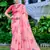 Pink linen cotton printed saree