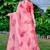 Pink linen cotton printed saree