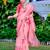 Pink linen cotton printed saree