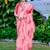 Pink linen cotton printed saree