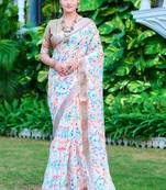 Multy linen cotton printed saree