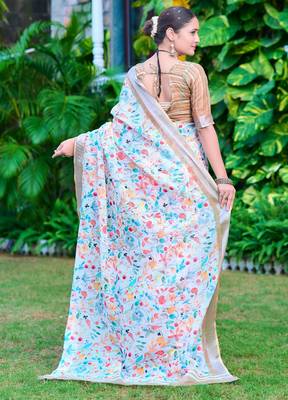 Multy linen cotton printed saree 2