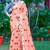 Peach linen cotton printed saree