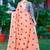Peach linen cotton printed saree