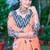 Peach linen cotton printed saree