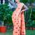Peach linen cotton printed saree