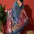 Blue cotton silk blend digital printed saree