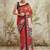 Red cotton silk blend digital printed saree