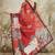 Red cotton silk blend digital printed saree