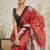 Red cotton silk blend digital printed saree