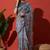 Grey cotton silk blend digital printed saree