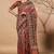Brown cotton silk blend digital printed saree