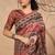 Brown cotton silk blend digital printed saree