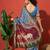 Blue cotton silk blend digital printed saree