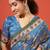 Blue cotton silk blend digital printed saree