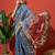Blue cotton silk blend digital printed saree