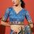 Blue cotton silk blend digital printed saree