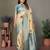 Blue woven rich pallu viscose silk blend saree