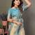 Blue woven rich pallu viscose silk blend saree
