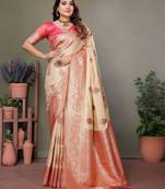 Pink woven rich pallu viscosee silk blend saree