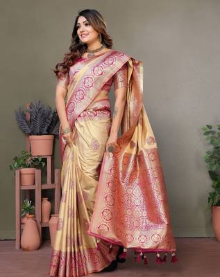 Purple woven rich pallu viscosee silk blend saree 5