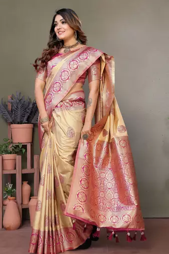 Purple woven rich pallu viscosee silk blend saree