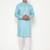 Men's festive blue printed kurta with white churidar