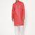 Men's festive red printed kurta with white churidar