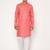 Men's festive peach printed kurta with white churidar