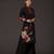 Black floral printed chanderi kurta set