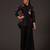 Black floral printed chanderi kurta set