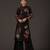 Black floral printed chanderi kurta set
