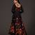 Black floral printed chanderi anarkali