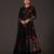 Black floral printed chanderi anarkali