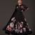 Black floral printed chanderi anarkali