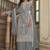 Grey embroidery & sequins work net straight palazzo suit - semi-stitched