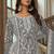 Grey embroidery & sequins work net straight palazzo suit - semi-stitched