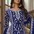 Blue embroidery & sequins work net straight palazzo suit - semi-stitched