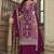 Purple embroidery & sequins work net straight palazzo suit - semi-stitched