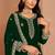 Green embroidery & sequins work georgette straight palazzo suit - semi-stitched