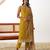 Mustard embroidery thraed, stone & printed dupatta work organza straight pant suit - free size stitching (size upto 42")