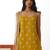 Mustard embroidery thraed, stone & printed dupatta work organza straight pant suit - free size stitching (size upto 42")