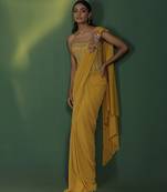 Yellow Plain Lycra Saree