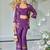 Dark purple indowestern crop top, jacket and palazzo set