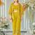 Lemon green indowestern crop top, jacket and palazzo set
