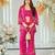 Dark pink indowestern crop top, jacket and palazzo set